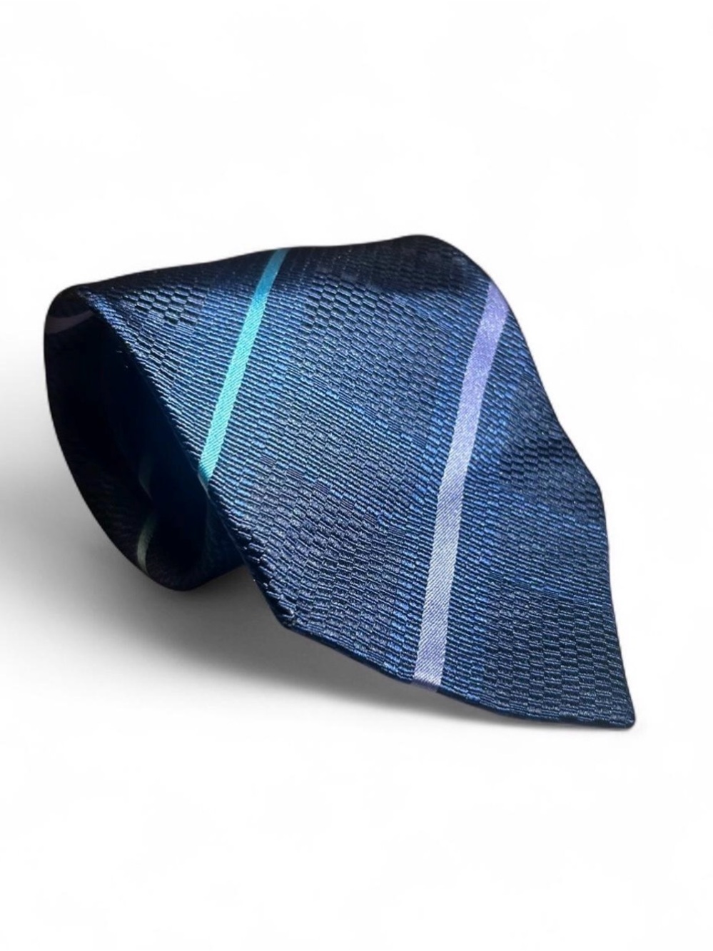Giorgio Armani Silk Tie Mens Blue Striped Designer Neckwear Made in Italy